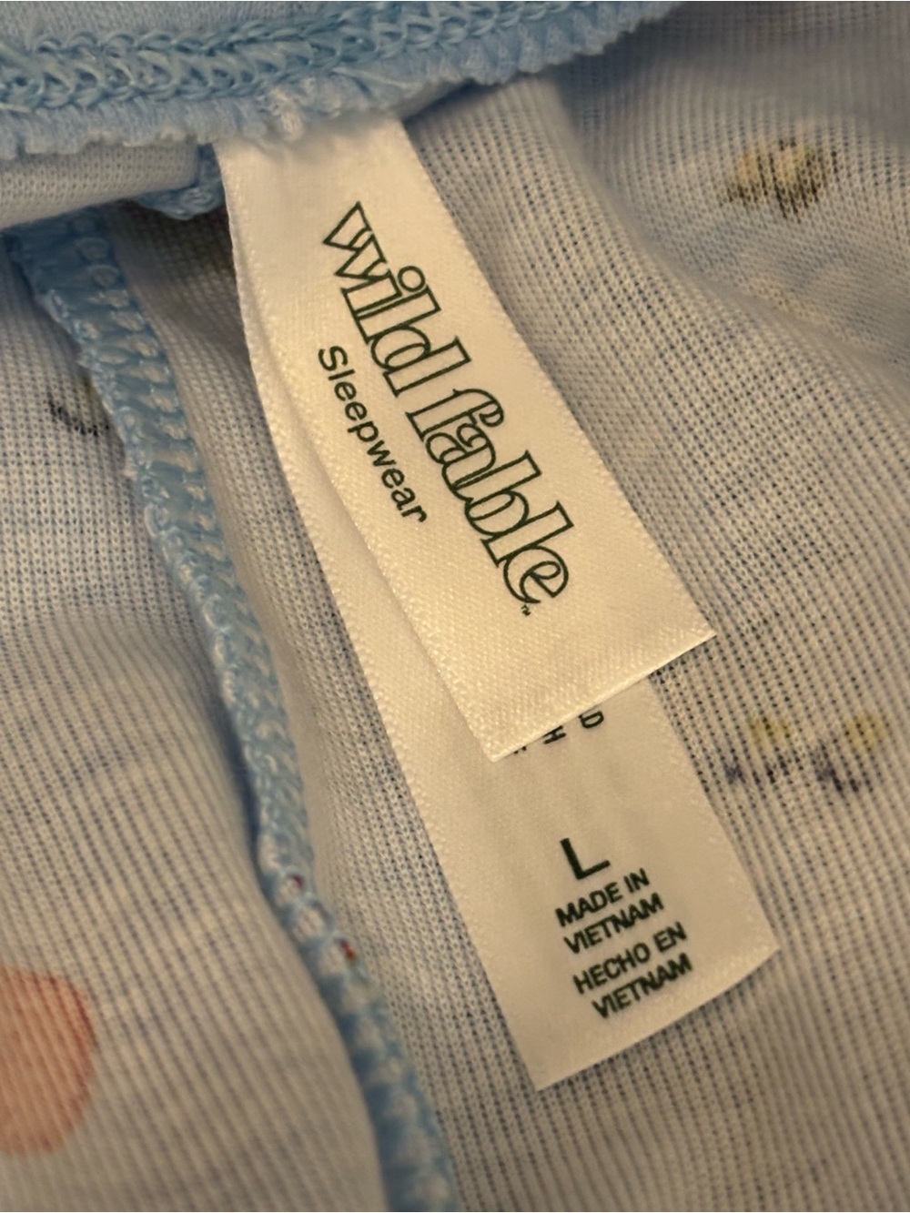 Light Blue Strawberry Print 3 piece Short & Pant Pajama Loungewear Set Large - Picture 2 of 5